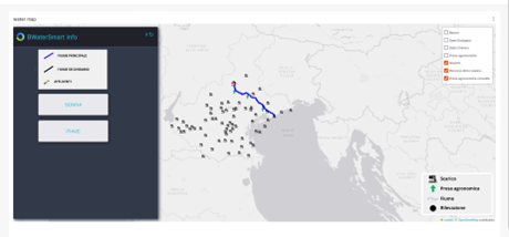 Map of the watercourses impacted by a specific WWTP effluents